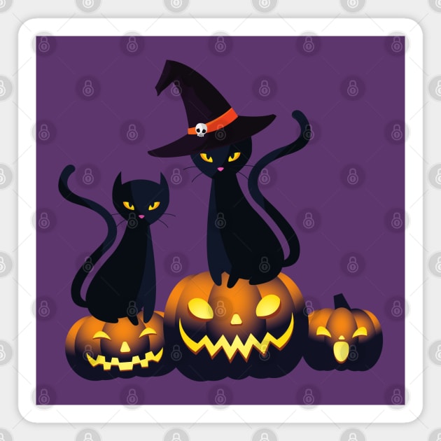 Halloween Spooky Pumpkins Black Cat and Happy Fall Season Autumn Vibes Magnet by BellaPixel